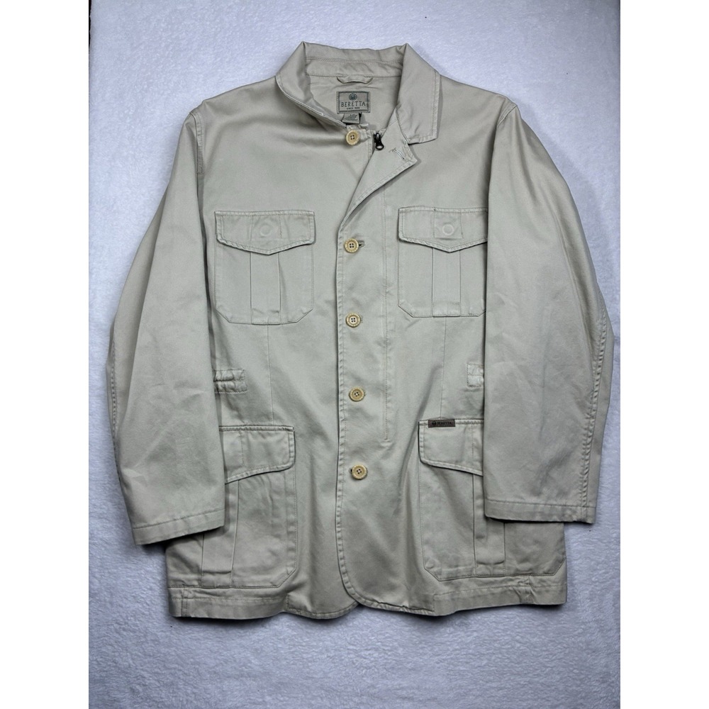 Vintage Beretta Safari Hunting Field Jacket Khaki Tan Size Large